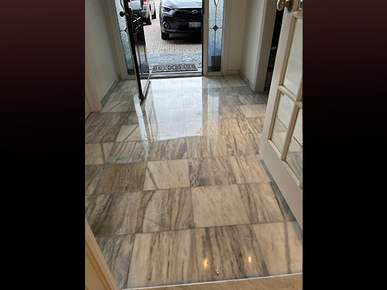 Marble floor after being polished