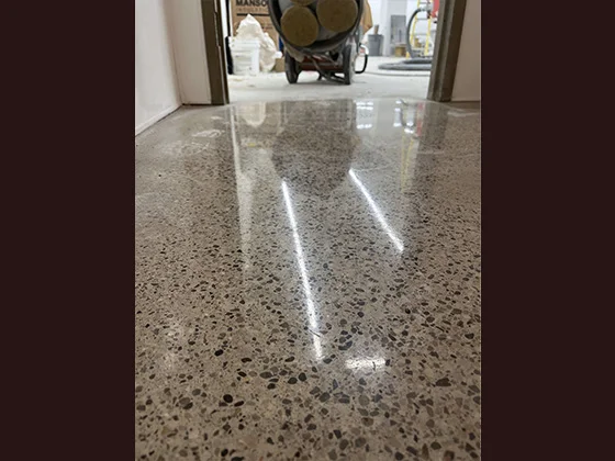 Here is a close-up view of the newly restored terrazzo floor.